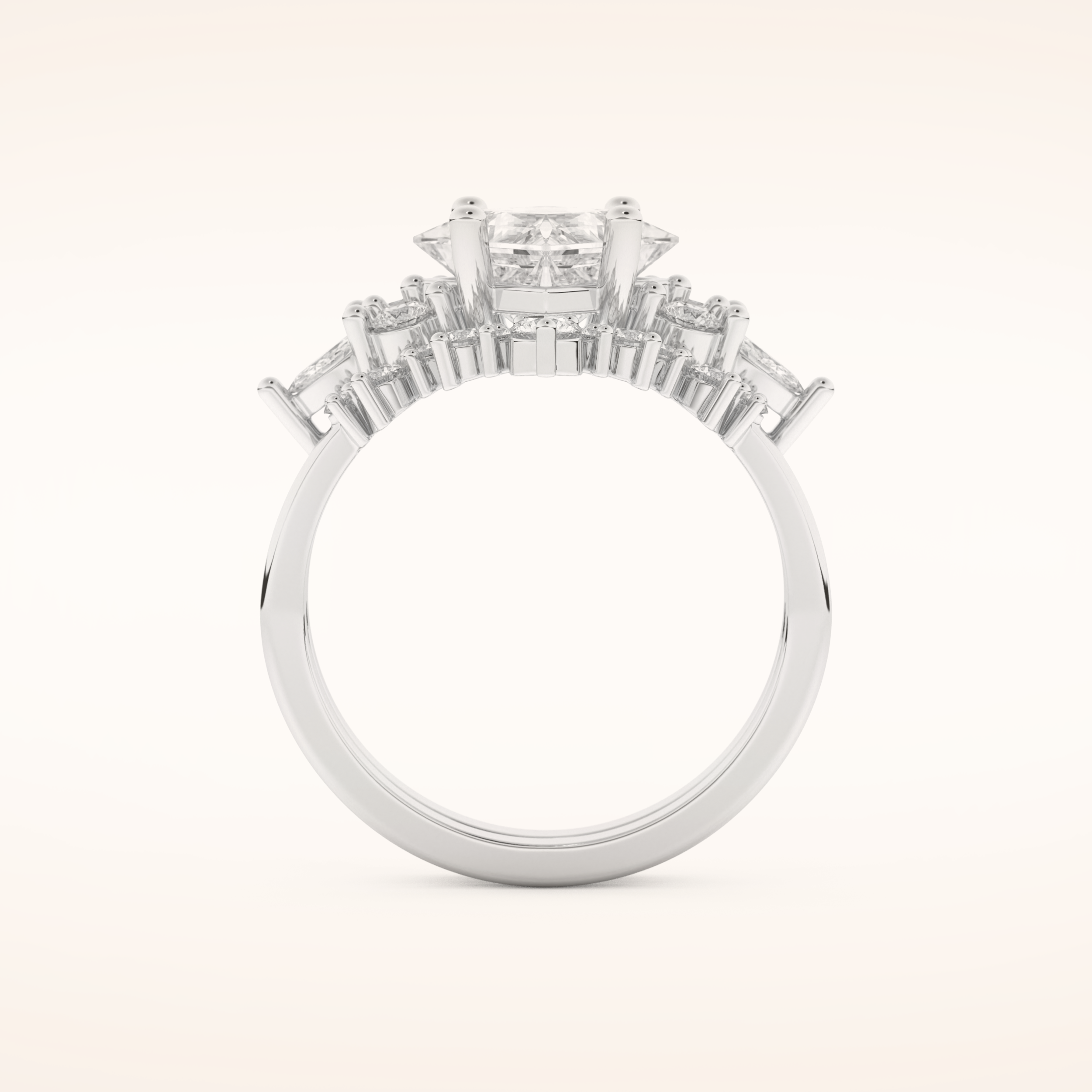 1.72 CT Princess Cut Cluster Moissanite Bridal Set 5
