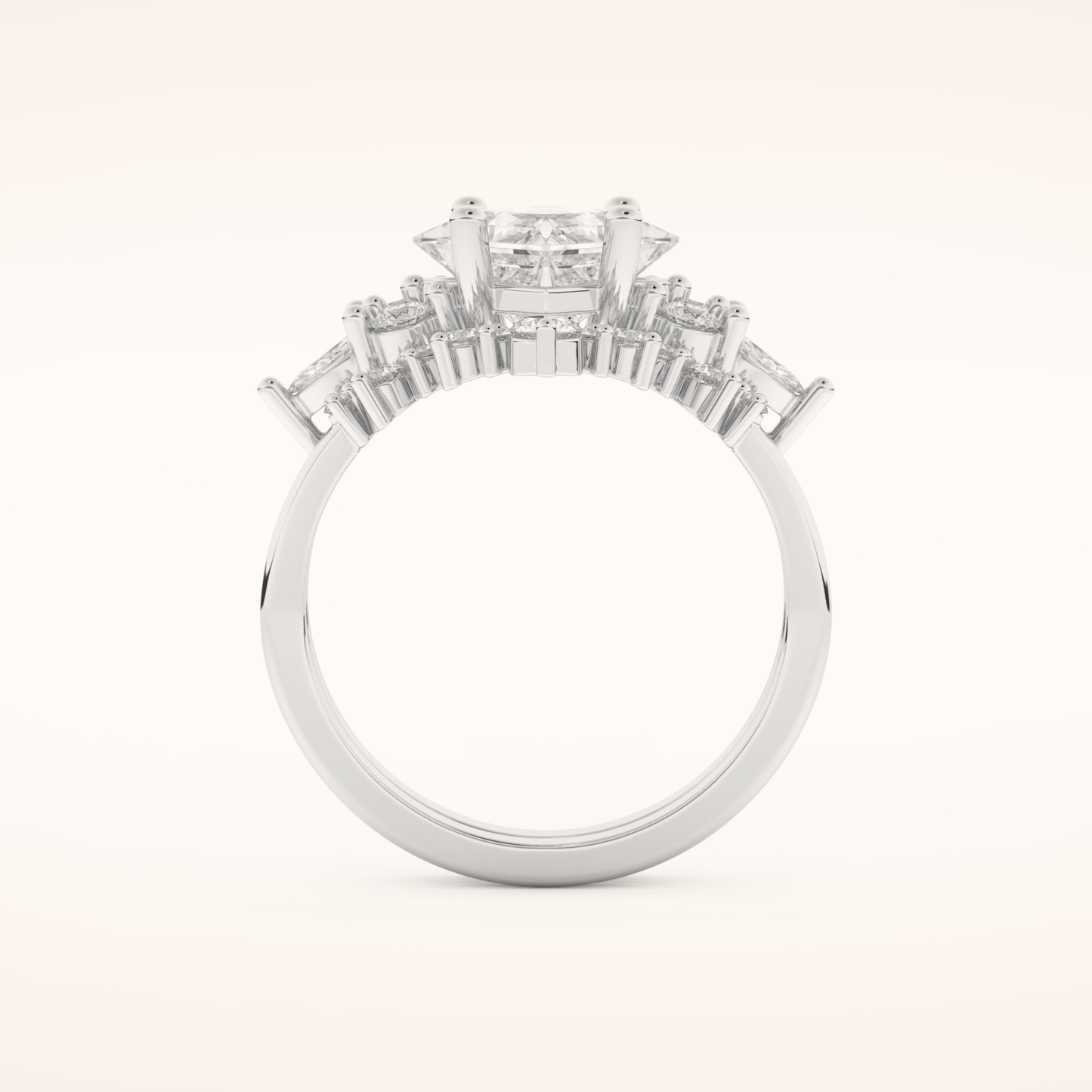 1.72 CT Princess Cut Cluster Moissanite Bridal Set