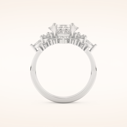 1.72 CT Princess Cut Cluster Moissanite Bridal Set