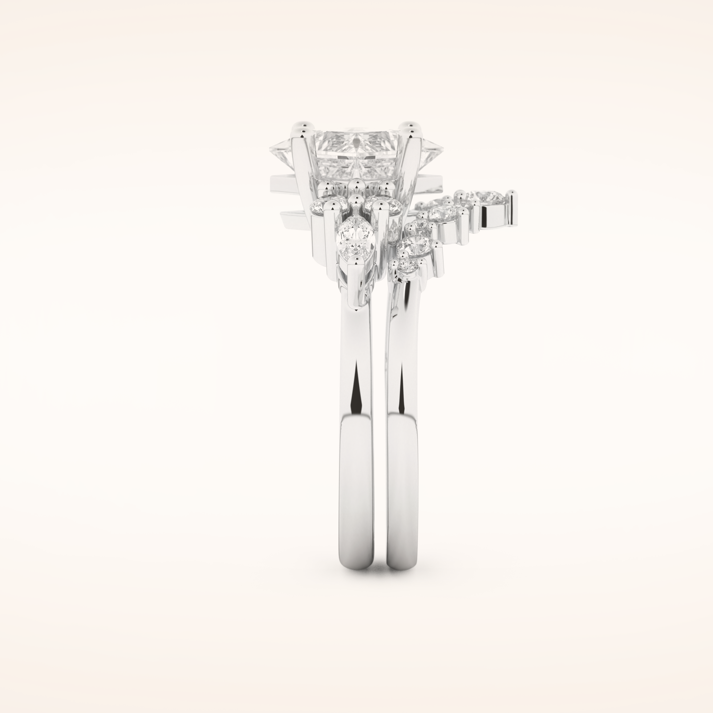 1.72 CT Princess Cut Cluster Moissanite Bridal Set 6