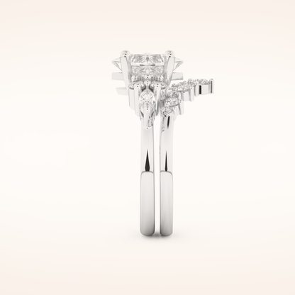 1.72 CT Princess Cut Cluster Moissanite Bridal Set