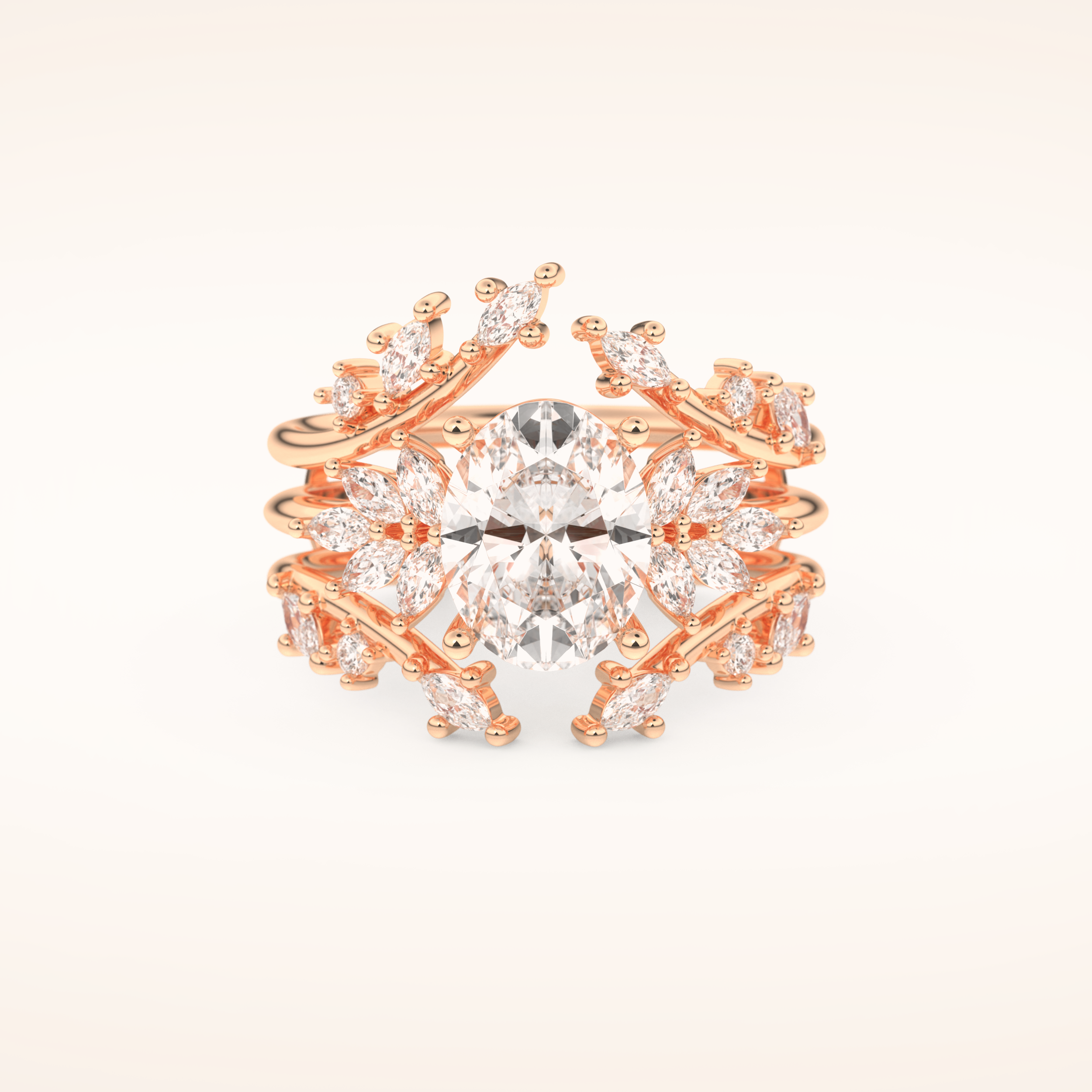 1.67 CT Oval Cut Cluster Moissanite Bridal Set 13