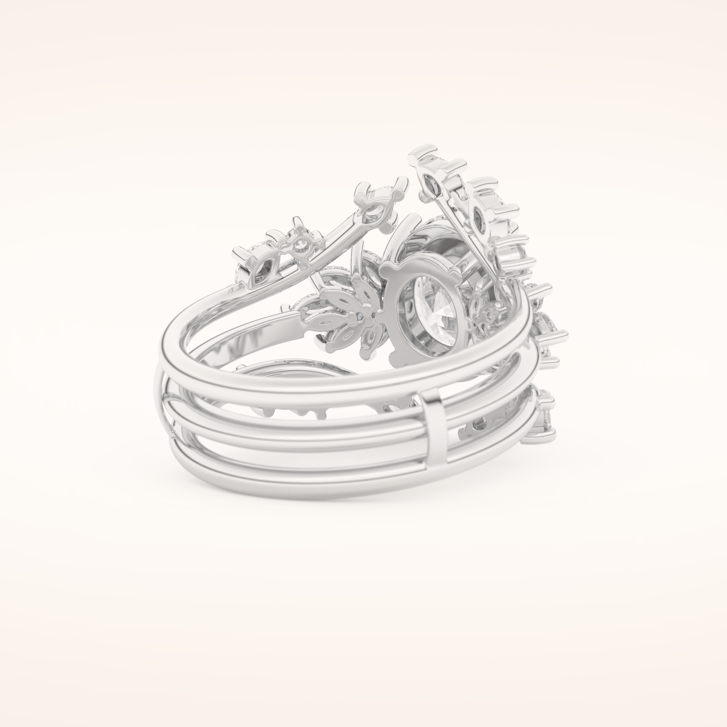 1.67 CT Oval Cut Cluster Moissanite Bridal Set 3