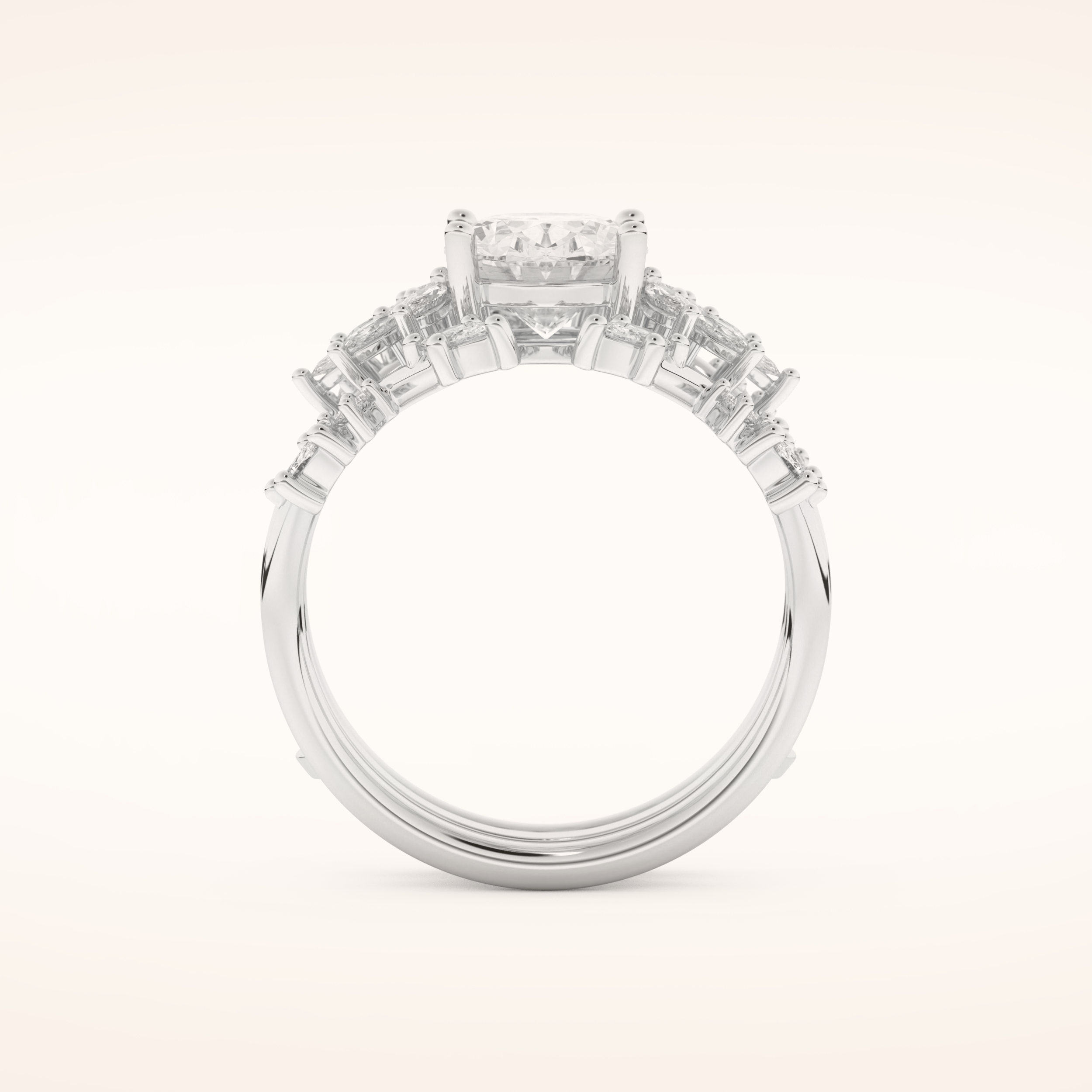 1.67 CT Oval Cut Cluster Moissanite Bridal Set 5