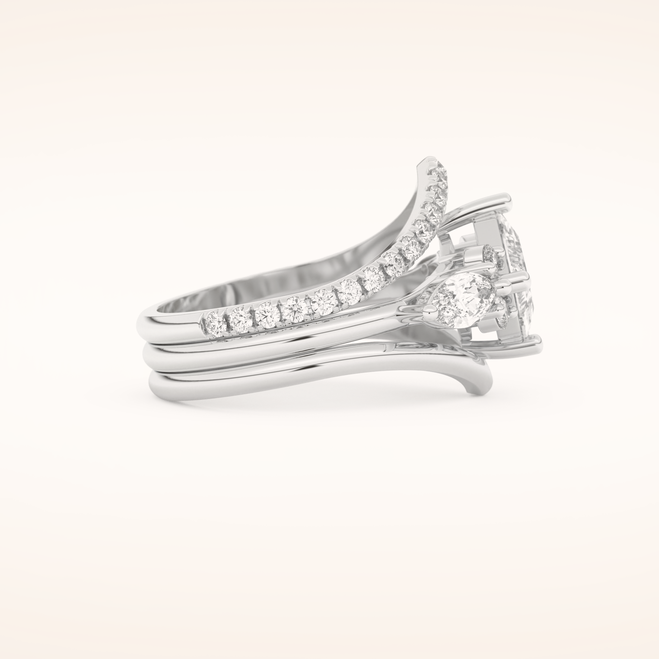 1.04 CT Princess Cut Cluster Moissanite Bridal Set 2