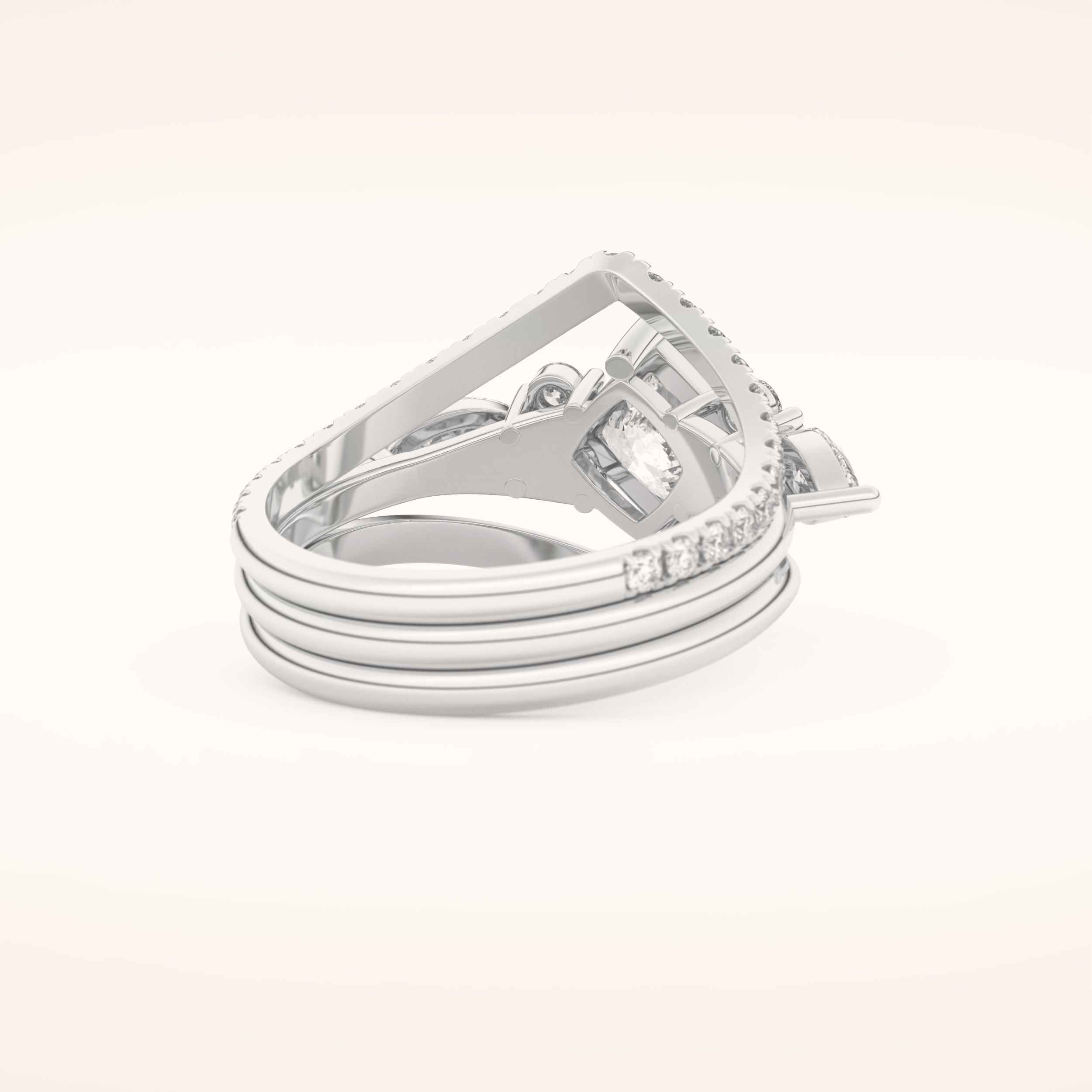 1.04 CT Princess Cut Cluster Moissanite Bridal Set 3