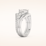 1.04 CT Princess Cut Cluster Moissanite Bridal Set 4