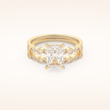 1.56 CT Radiant Cut Hidden Halo & Pave Moissanite Bridal Set