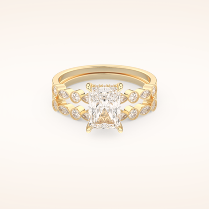 1.56 CT Radiant Cut Pave Moissanite Bridal Set