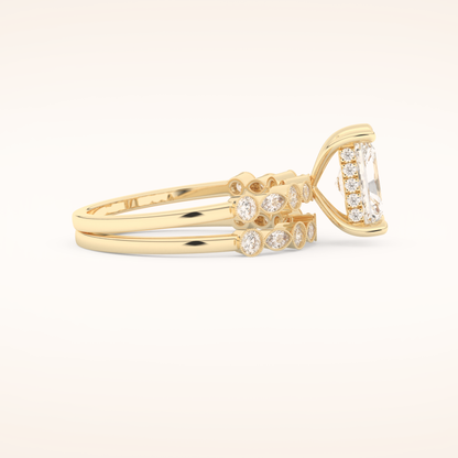 1.56 CT Radiant Cut Pave Moissanite Bridal Set