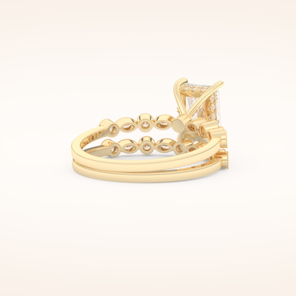 1.56 CT Radiant Cut Pave Moissanite Bridal Set