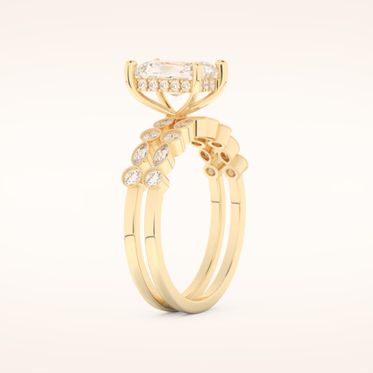 1.56 CT Radiant Cut Pave Moissanite Bridal Set