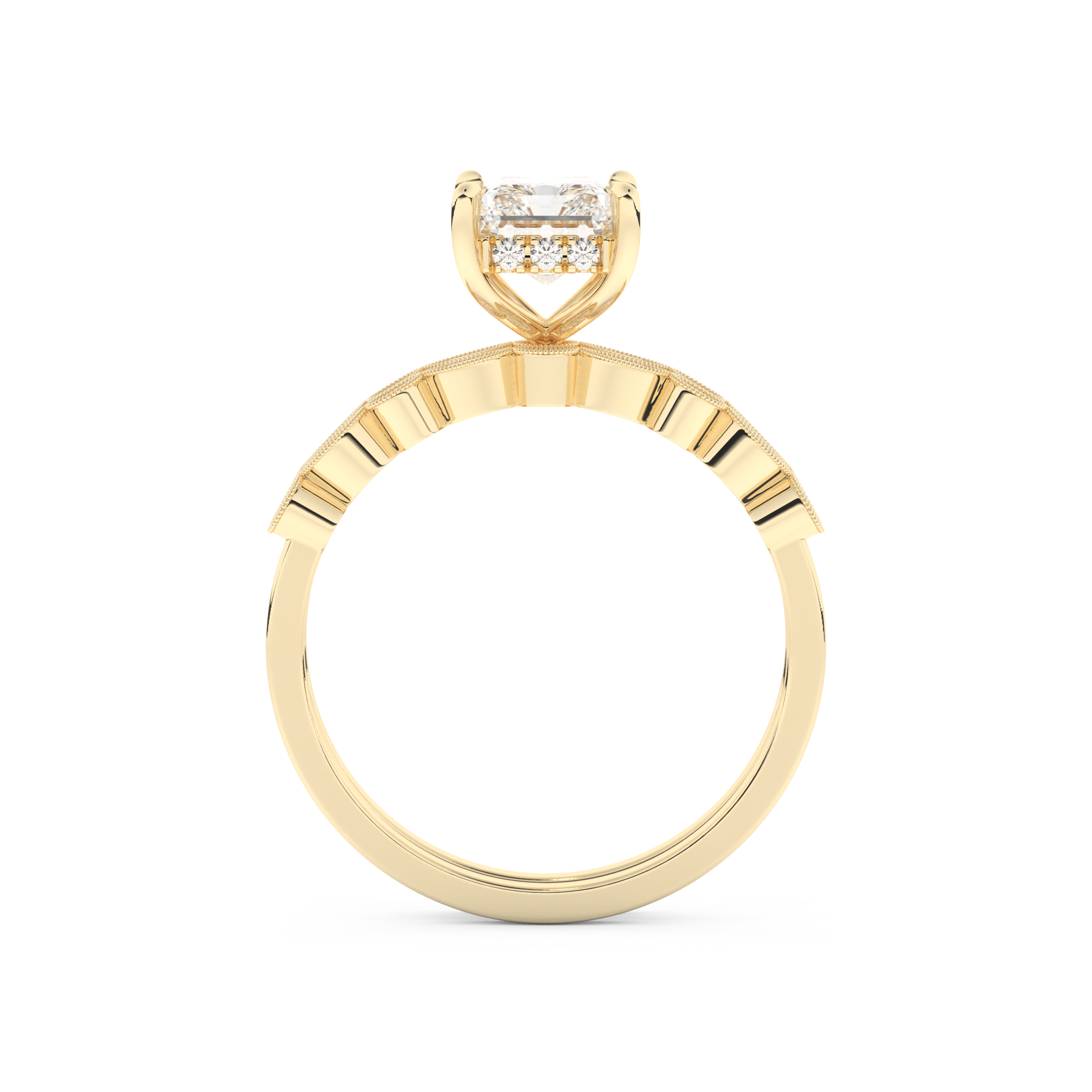 Radiant Cut Moissanite Bridal Set with Pave Settings– 1.56 CT Center, 0.53 TCW Accents 11