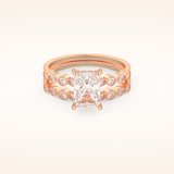 1.56 CT Radiant Cut Hidden Halo & Pave Moissanite Bridal Set