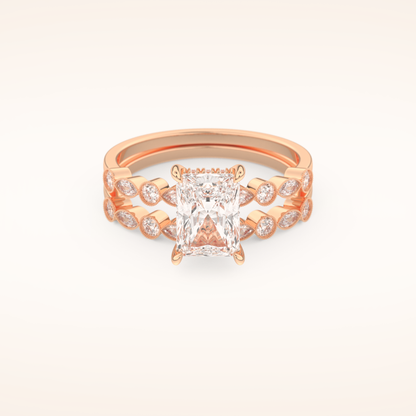 1.56 CT Radiant Cut Pave Moissanite Bridal Set