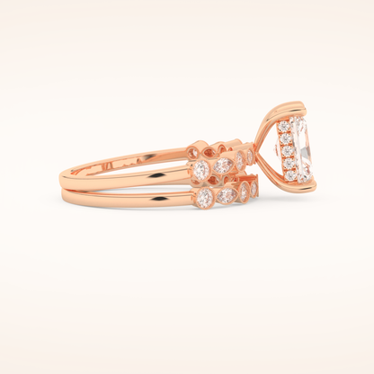 1.56 CT Radiant Cut Pave Moissanite Bridal Set