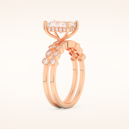 1.56 CT Radiant Cut Pave Moissanite Bridal Set