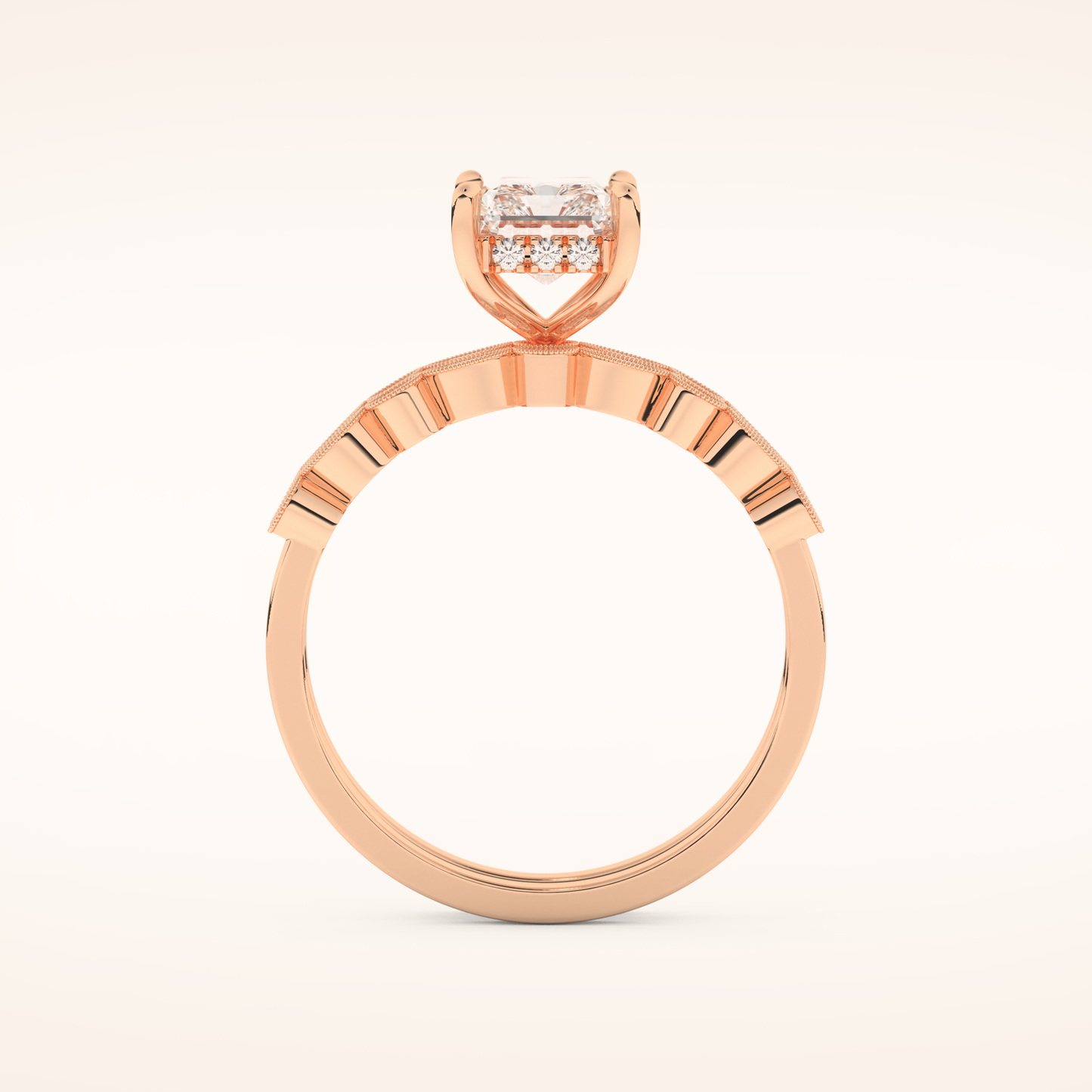 1.56 CT Radiant Cut Pave Moissanite Bridal Set