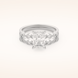 1.56 CT Radiant Cut Hidden Halo & Pave Moissanite Bridal Set