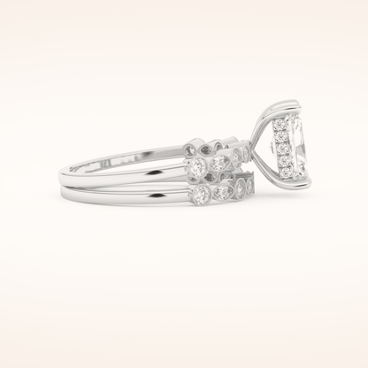 1.56 CT Radiant Cut Pave Moissanite Bridal Set