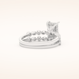1.56 CT Radiant Cut Hidden Halo & Pave Moissanite Bridal Set