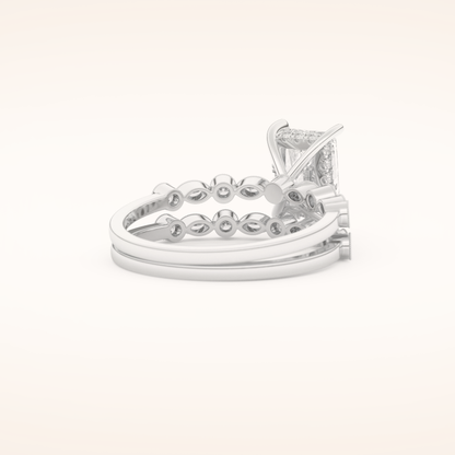 1.56 CT Radiant Cut Pave Moissanite Bridal Set