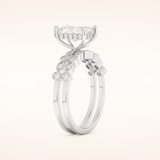 1.56 CT Radiant Cut Hidden Halo & Pave Moissanite Bridal Set