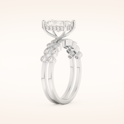 1.56 CT Radiant Cut Pave Moissanite Bridal Set