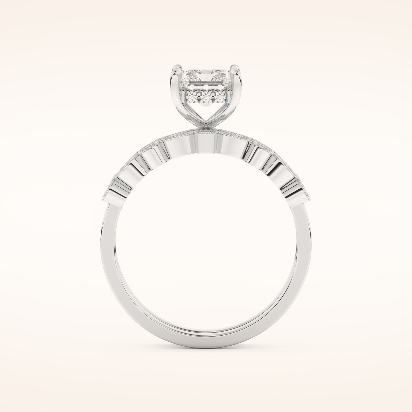 1.56 CT Radiant Cut Pave Moissanite Bridal Set