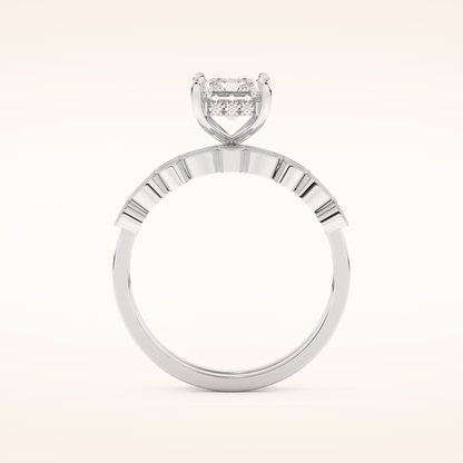 1.56 CT Radiant Cut Pave Moissanite Bridal Set