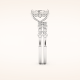 1.56 CT Radiant Cut Hidden Halo & Pave Moissanite Bridal Set