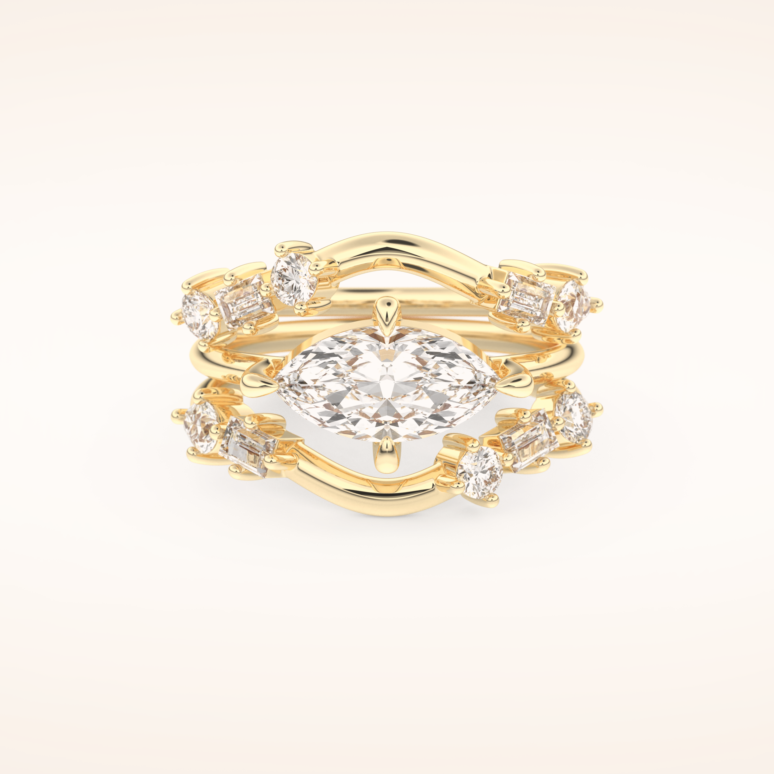 1.08 CT East West Marquise Cut Solitaire Moissanite Bridal Set
