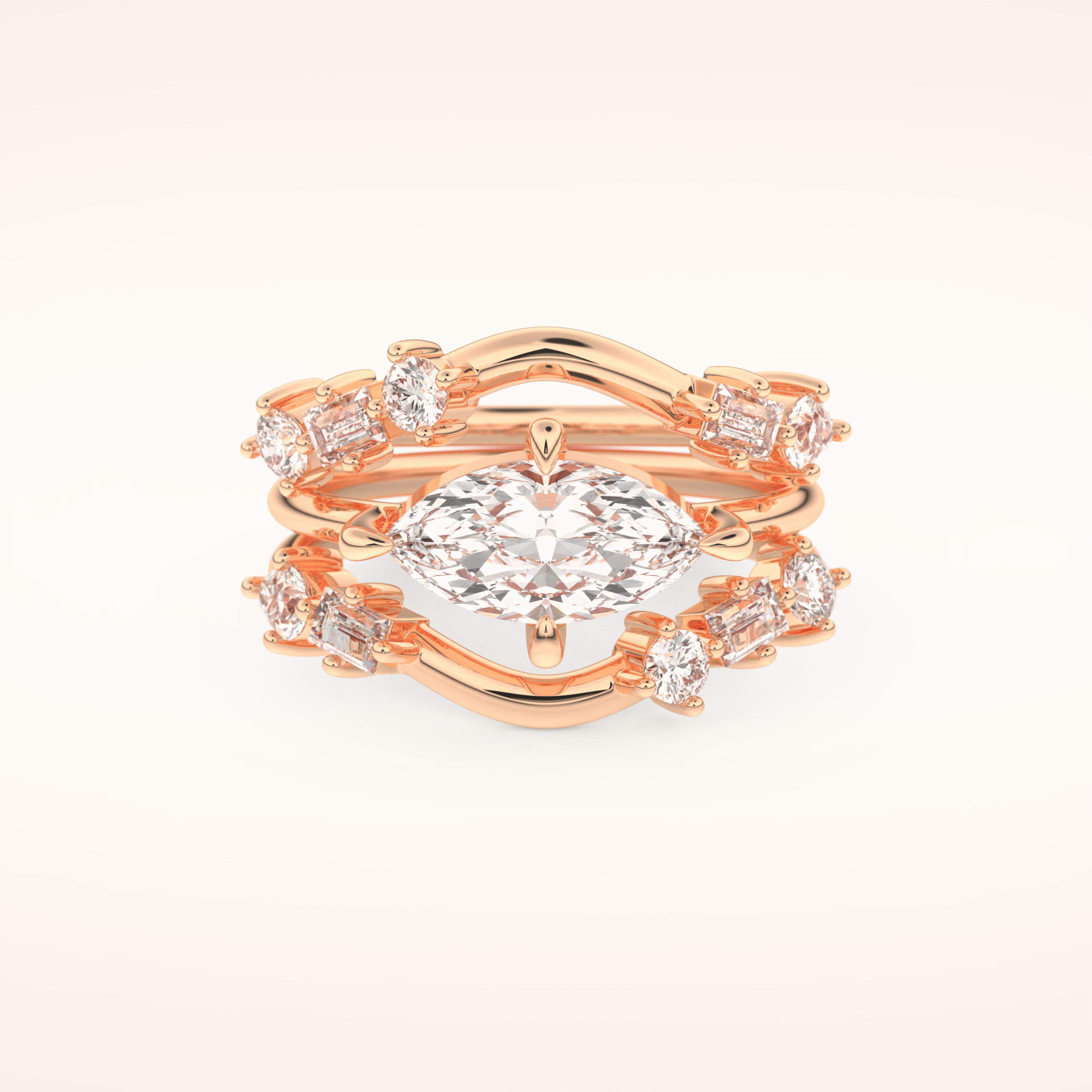 1.08 CT East West Marquise Cut Solitaire Moissanite Bridal Set