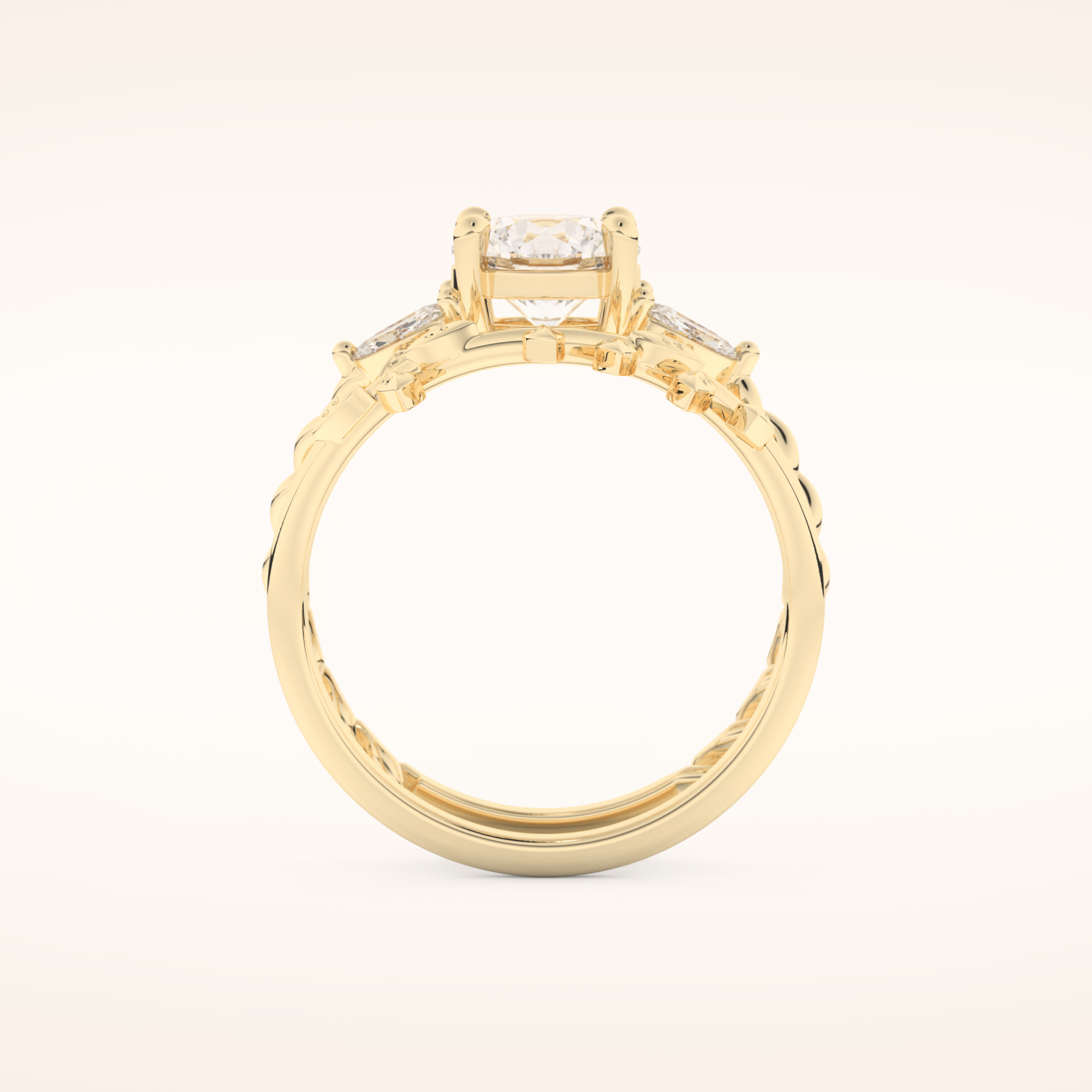 1.08 CT Round Cut Nature Inspired Moissanite Bridal Set