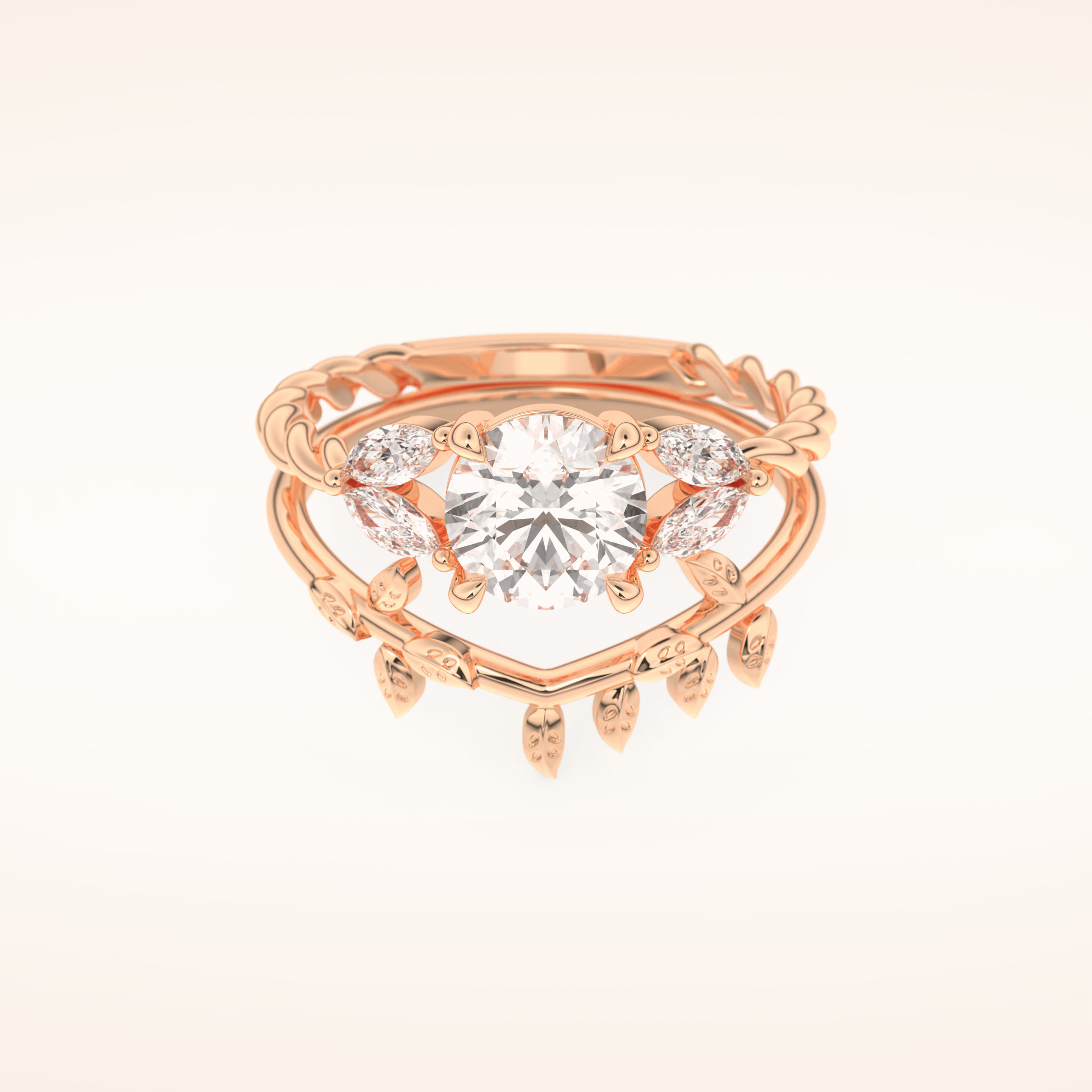 1.08 CT Round Cut Nature Inspired Moissanite Bridal Set