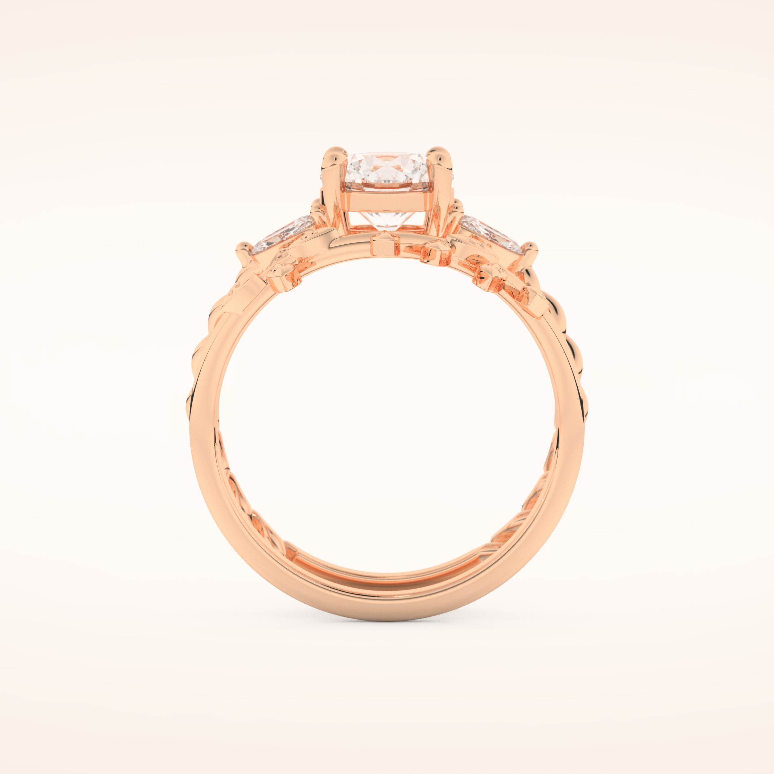 1.08 CT Round Cut Nature Inspired Moissanite Bridal Set