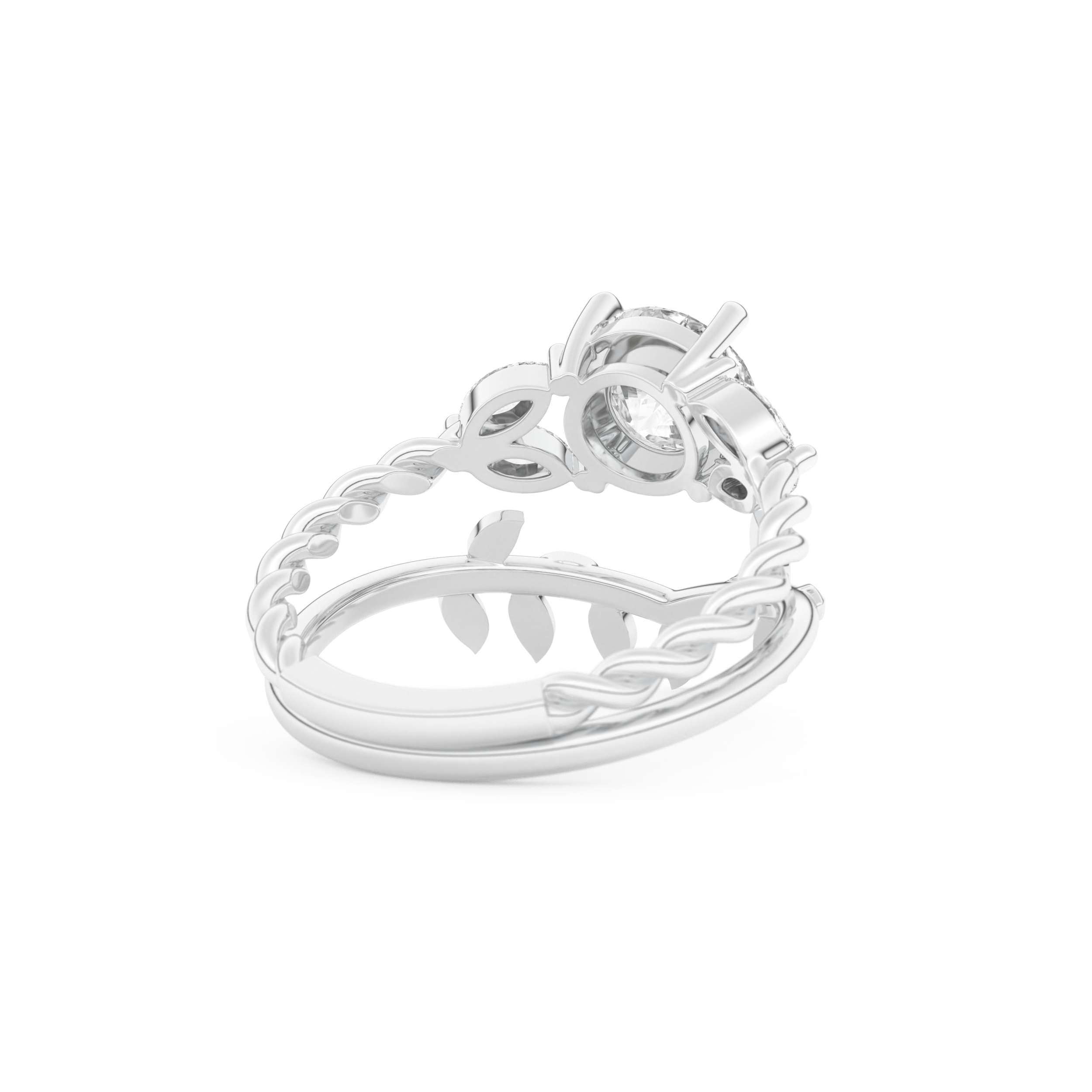 Round Cut Moissanite Bridal Set with Cluster Settings – 1.08 CT Center, 0.21 TCW Accents