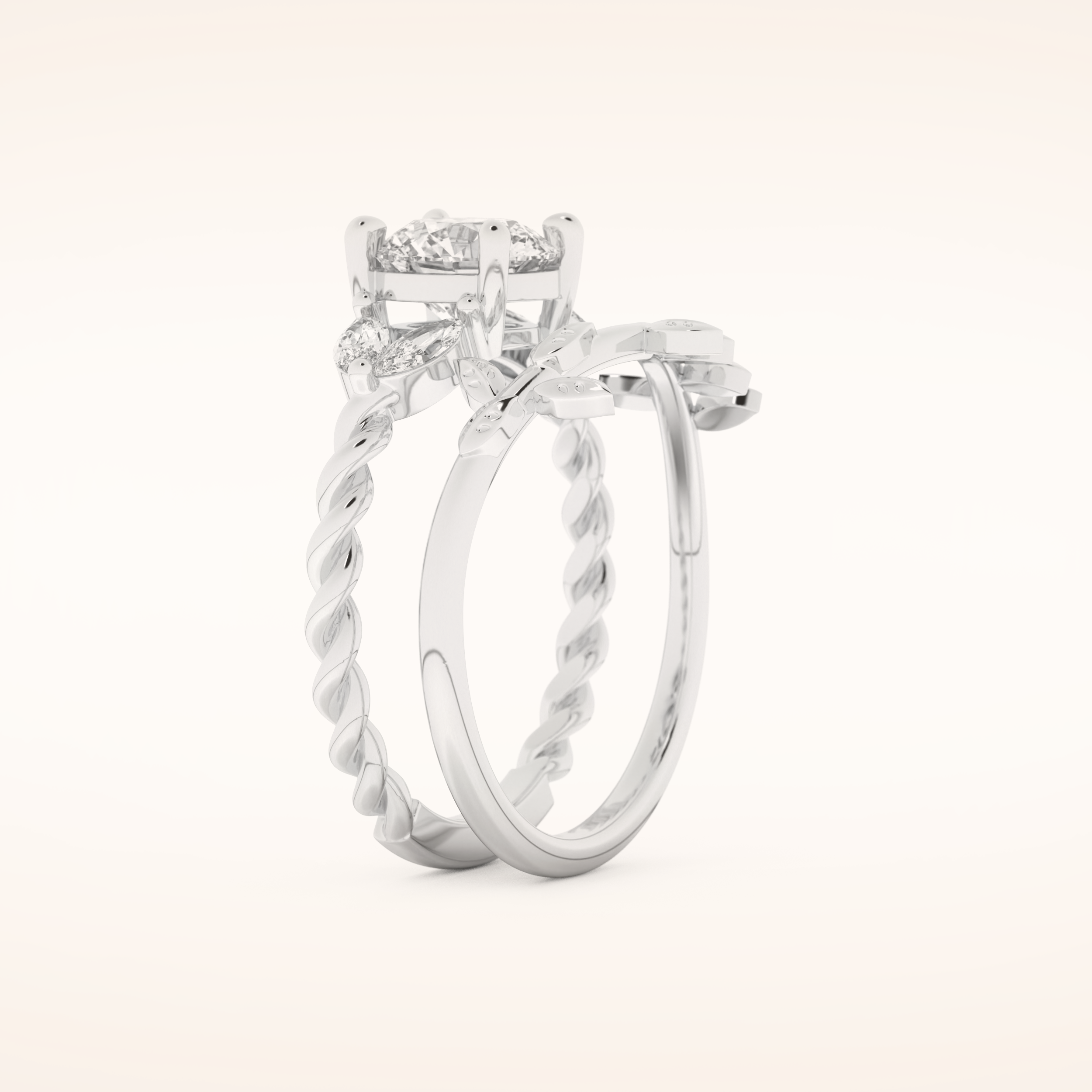 1.08 CT Round Cut Cluster Moissanite Bridal Set 4