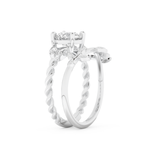 Round Cut Moissanite Bridal Set with Cluster Settings – 1.08 CT Center, 0.21 TCW Accents
