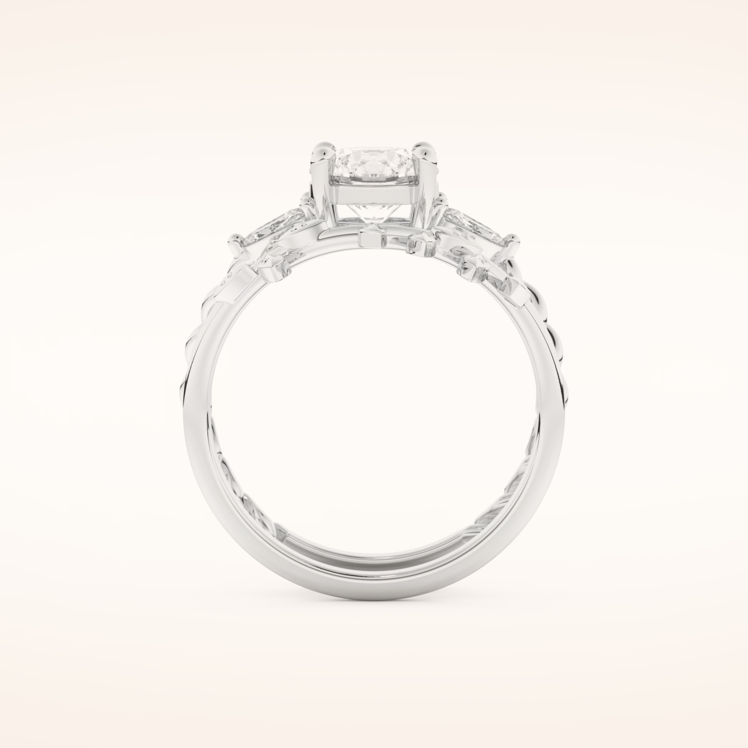 1.08 CT Round Cut Nature Inspired Moissanite Bridal Set