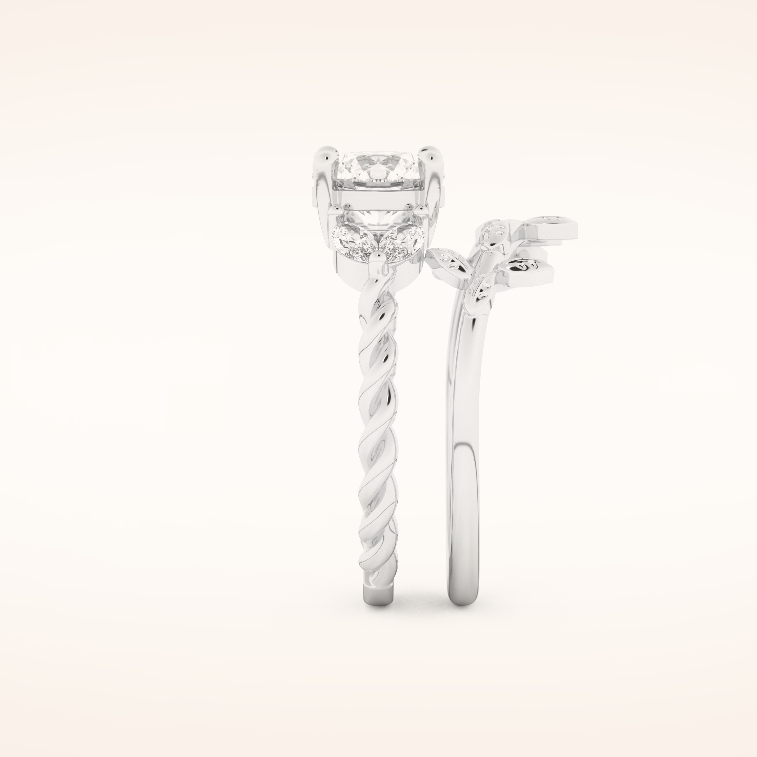 1.08 CT Round Cut Nature Inspired Moissanite Bridal Set