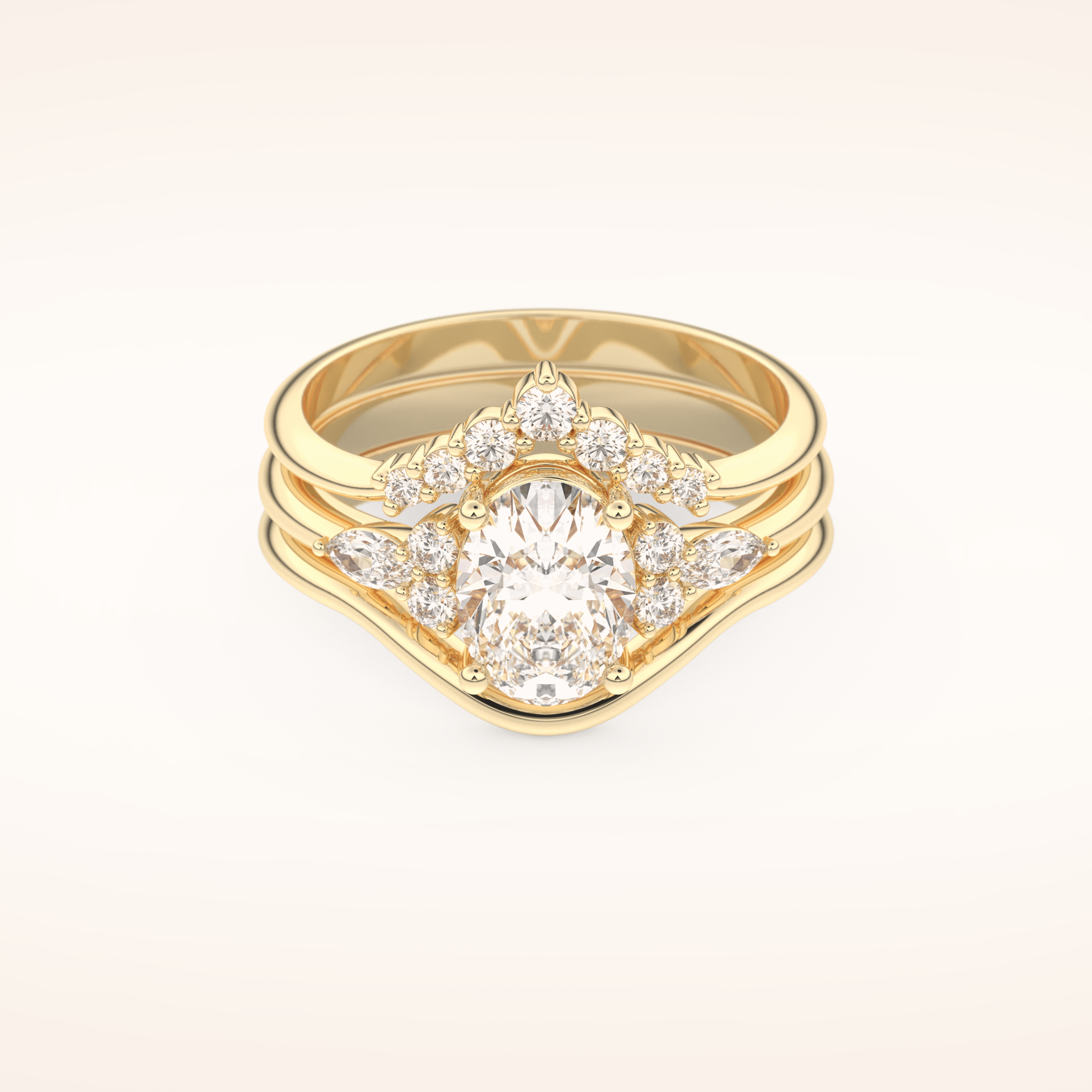 1.18 CT Oval Cut Three Stones Moissanite Bridal Set 7