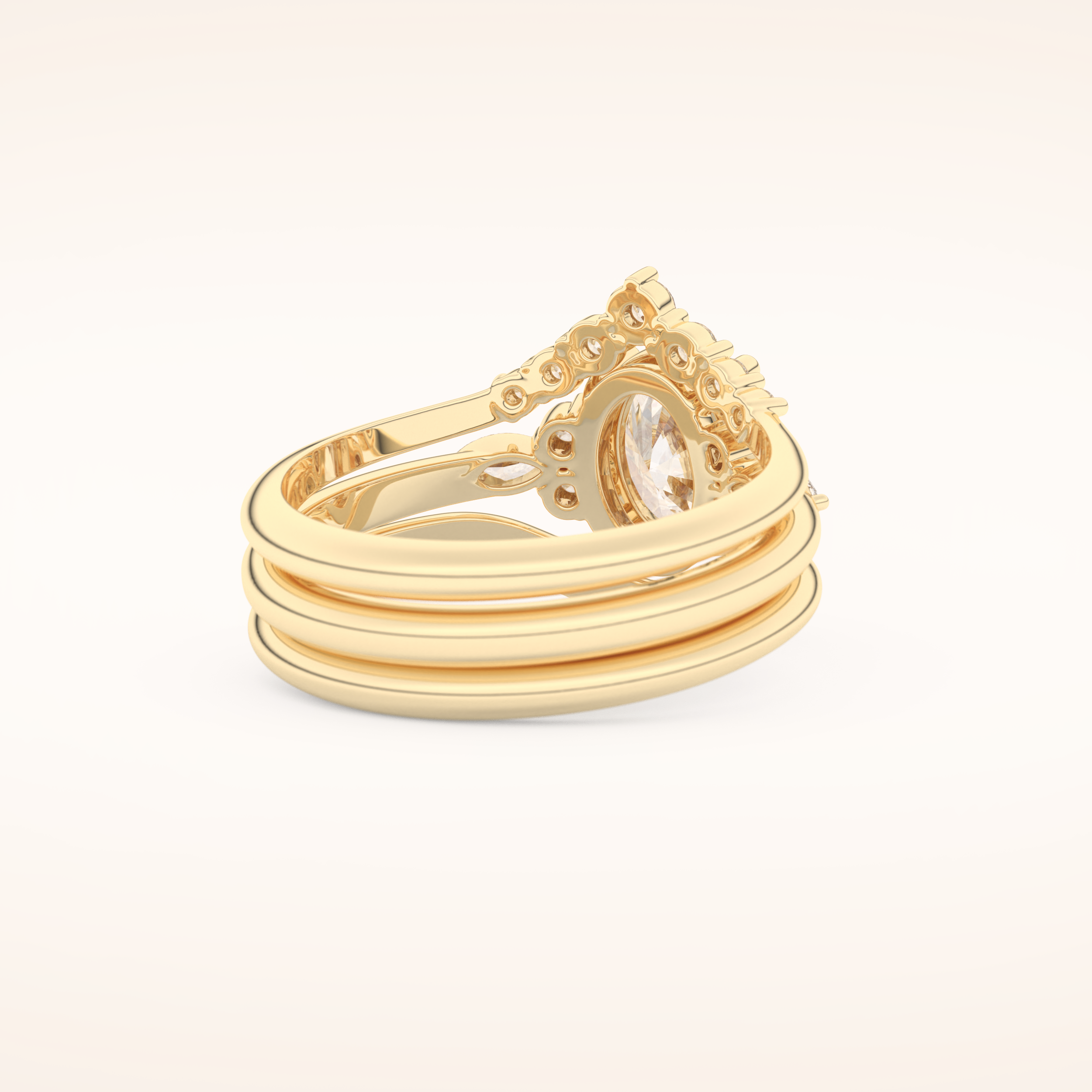 1.18 CT Oval Cut Three Stones Moissanite Bridal Set 9