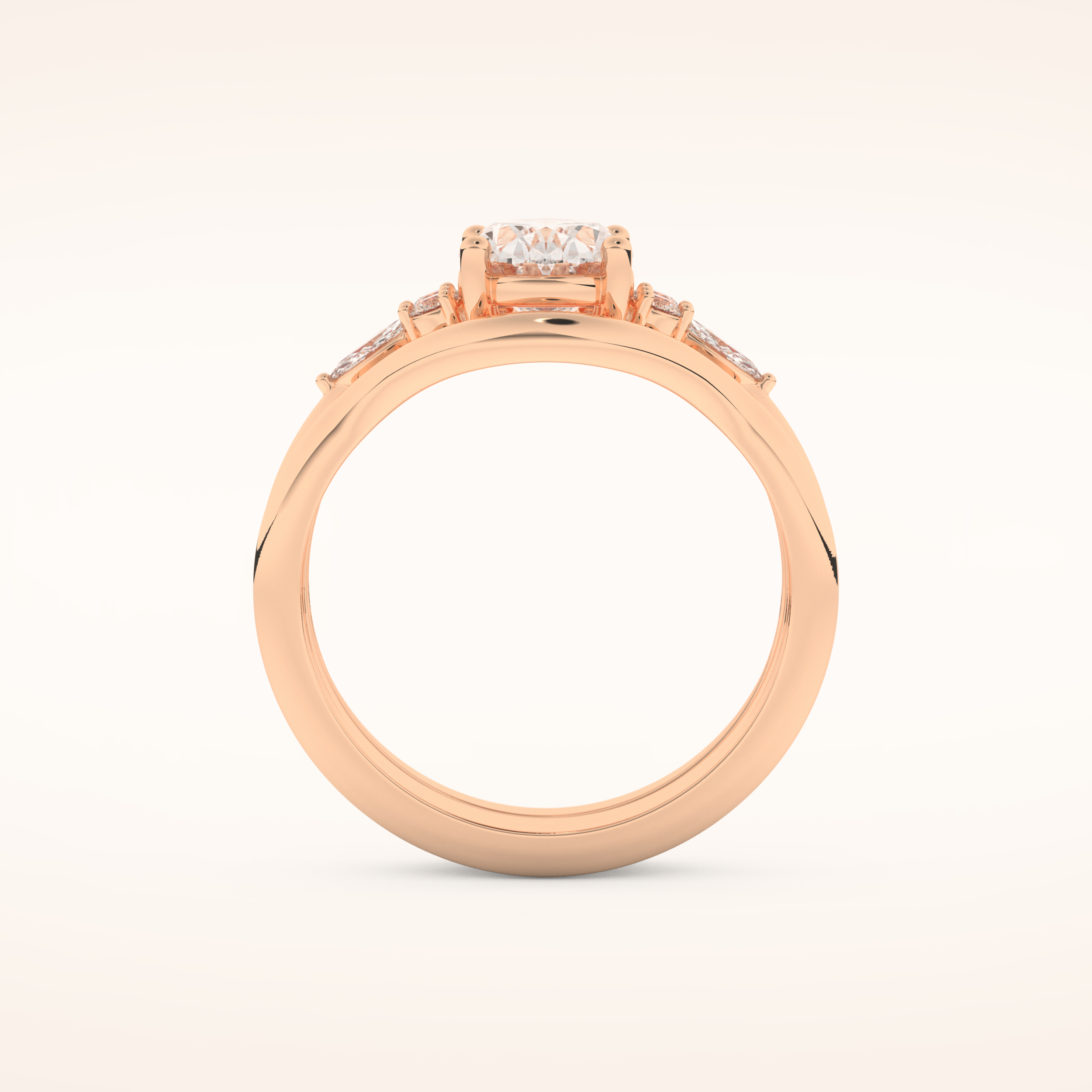 1.18 CT Oval Cut Three Stones Moissanite Bridal Set 17
