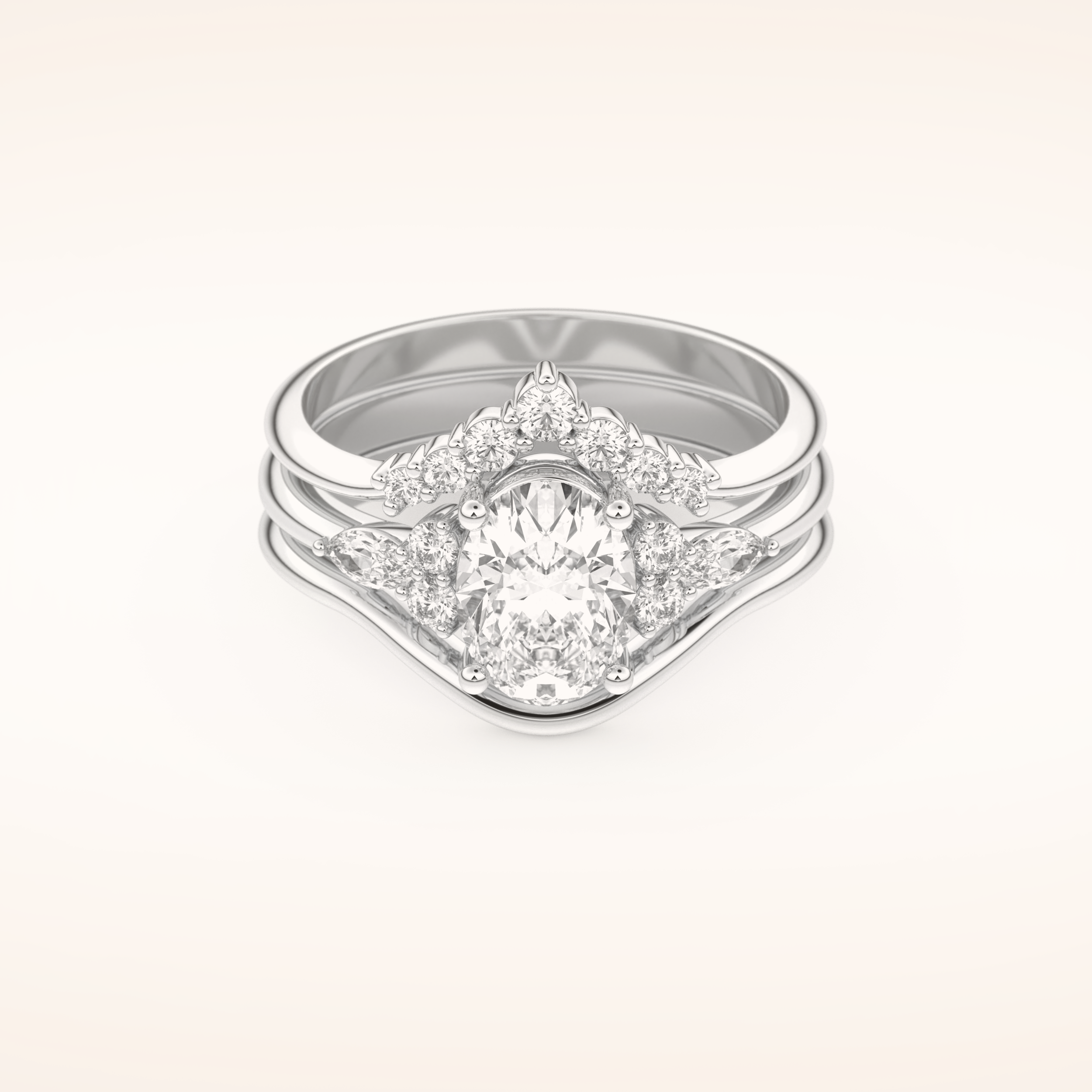 1.18 CT Oval Cut Three Stones Moissanite Bridal Set 1