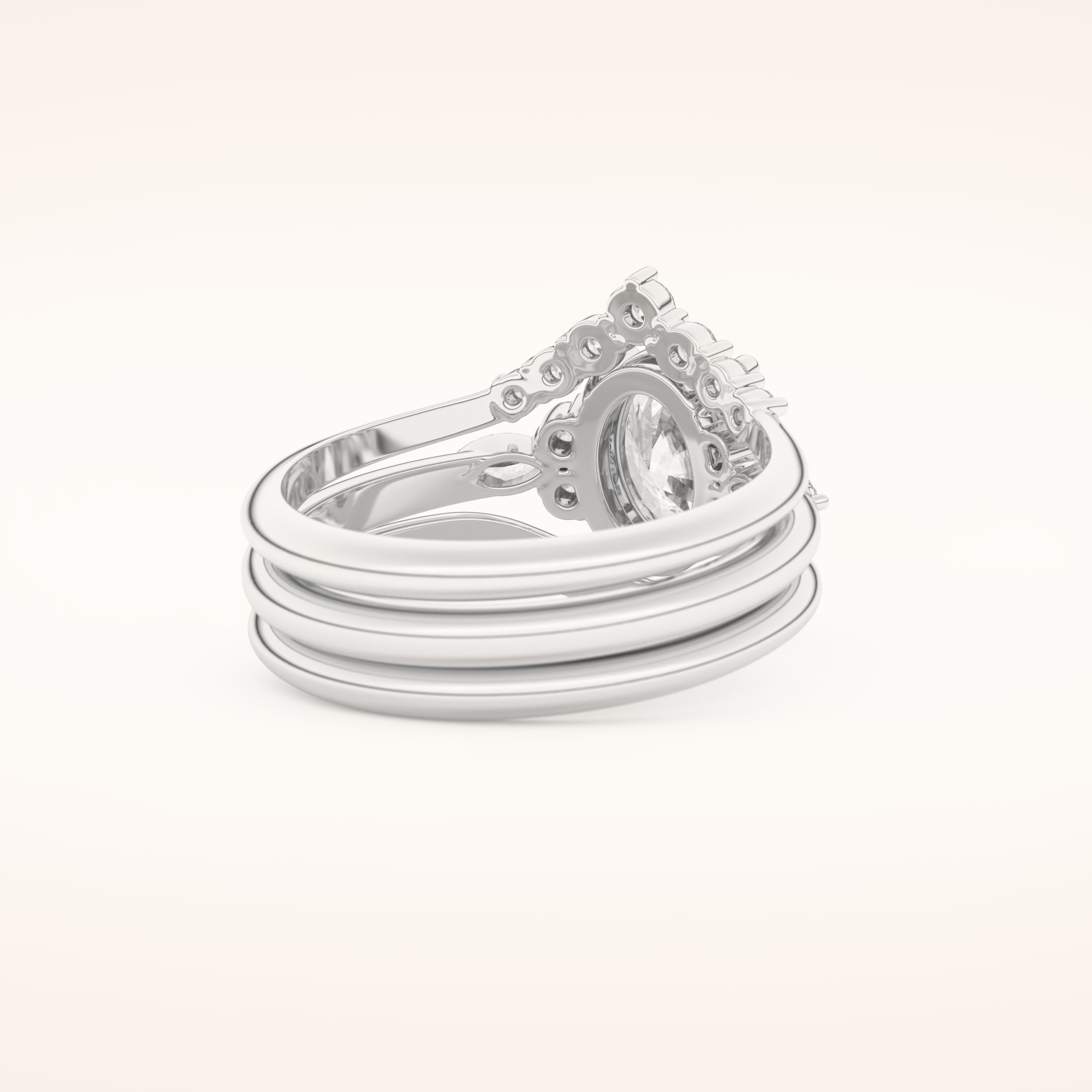 1.18 CT Oval Cut Three Stones Moissanite Bridal Set 3
