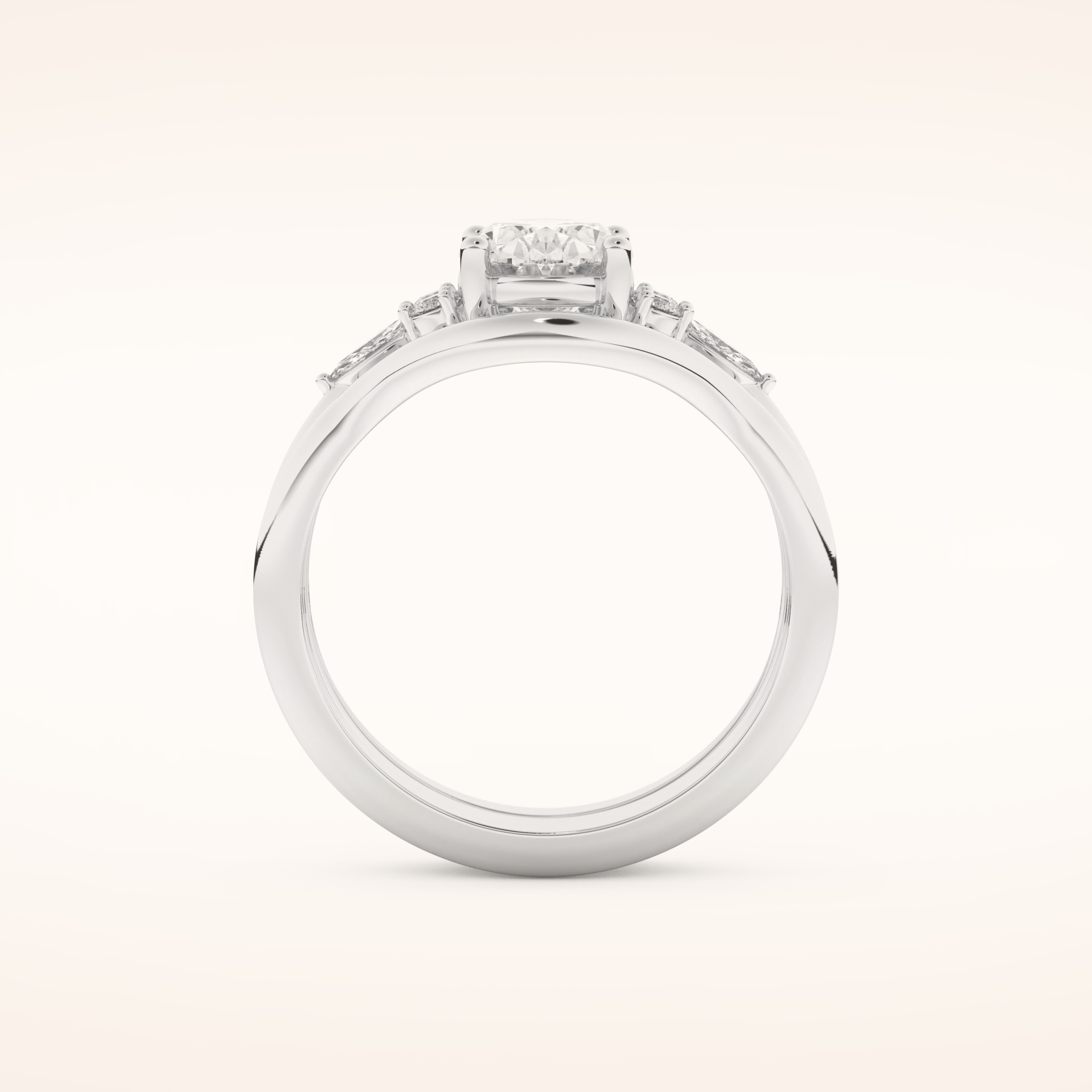1.18 CT Oval Cut Three Stones Moissanite Bridal Set 5