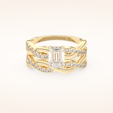 1.02 CT Emerald Cut Twisted Pave Moissanite Bridal Set