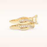 1.02 CT Emerald Cut Twisted Pave Moissanite Bridal Set