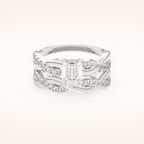 1.02 CT Emerald Cut Twisted Pave Moissanite Bridal Set